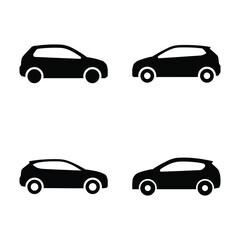 Fototapeta premium Hatchback car silhouettes showing compact vehicle designs for city transportation and use.