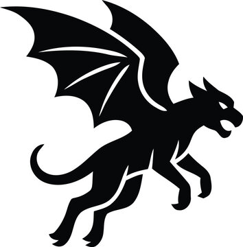 Halloween gargoyle silhouette graphic spooky black creature for decoration