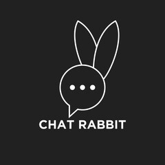Fototapeta premium Minimalist Chat Rabbit Logo Design: Modern AI Messaging Icon with Speech Bubble and Rabbit Ears Symbol