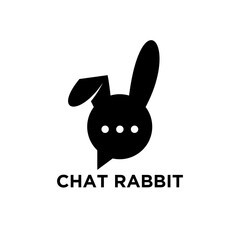 Fototapeta premium Minimalist Rabbit Chat Logo Icon Design Concept with Speech Bubble and Bunny Ears