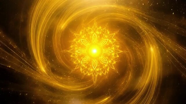 Quantum yellow mandala golden mandala energy background loop