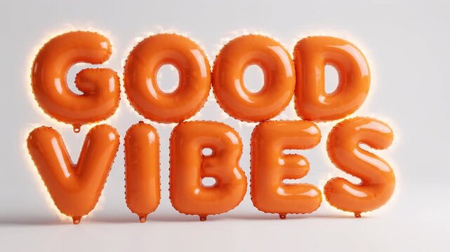 Orange Inflatable Bubble 3D Good Vibes Typography