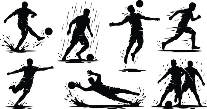 Soccer player action sequence vector illustration