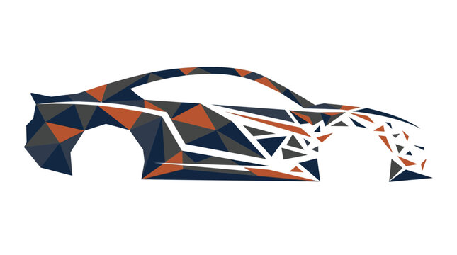Abstract Geometric Car Silhouette, Low Poly Design, Sports Vehicle Outline