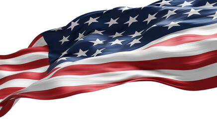American flag flowing isolated on transparent background design for 4th of july America Independence day banner 3D render © ArtBackground