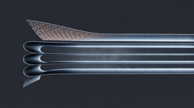 Graphene Monolayer Stack Edge-On Cross-Section Atomic Lattice TEM-Style 3D Render