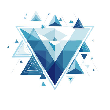 Low poly letter V with geometric triangles