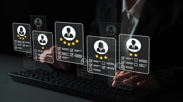 Digital Interface with User Profiles and Ratings Displayed in a Professional Setting for Business Evaluation and Assessment Purposes Gluon.