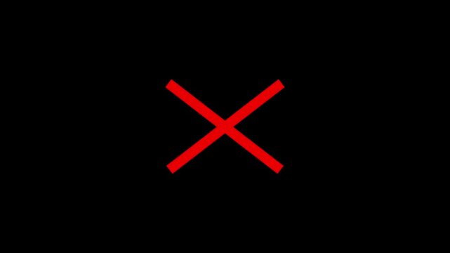 Red X symbol on black background rejection cancellation error red cross error symbol rejection symbol