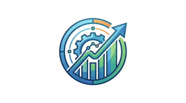 Gear with arrow graph growth.