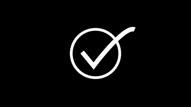 White Checkmark Symbol on Black Background Confirmation Tick check mark tick mark