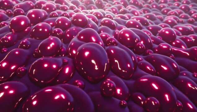 Abstract Glossy Magenta Fluid Bubbles and Organic Spheres
