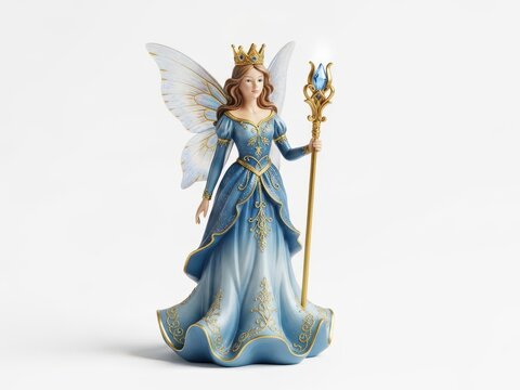 Enchanted fairy queen holding magical scepter