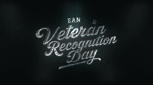 Korean Veteran Recognition Day 3D Chrome Text Animation with Cinematic Light Reveal