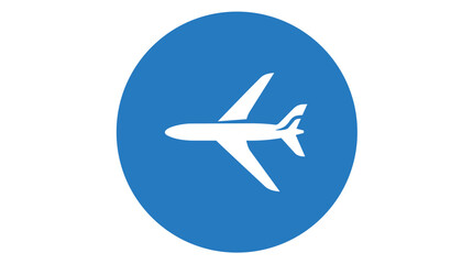 Naklejka premium Airplane flight icon centered in blue circle minimalist flat design vector for travel agency branding