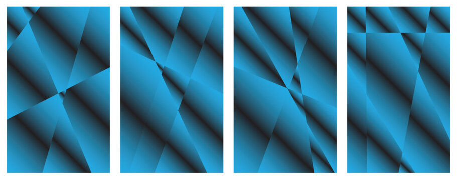 Collection of four blue geometric pattern panels with varying designs.eps