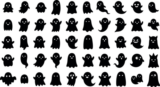 Halloween ghosts silhouettes for spooky decorations and party supplies