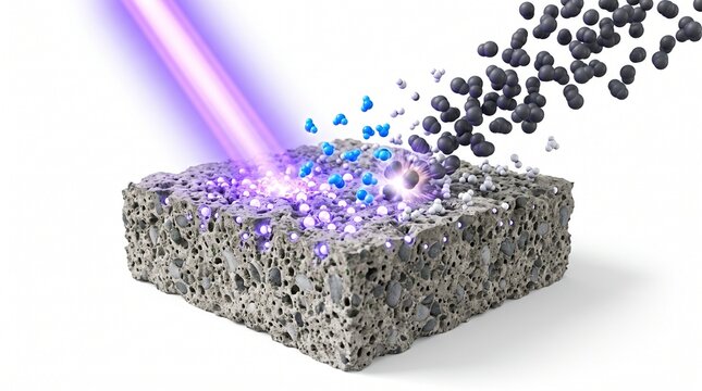 3D Microscopic Diagram of Photocatalytic Concrete Decomposing Nitrogen Oxides