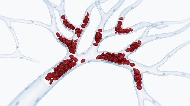 3D Microscopic Diagram of Capillary Ghosting and Blood Stasis due to Dehydration