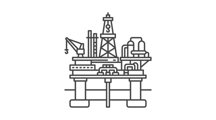 Fototapeta premium Offshore drilling rig platform on ocean waves.