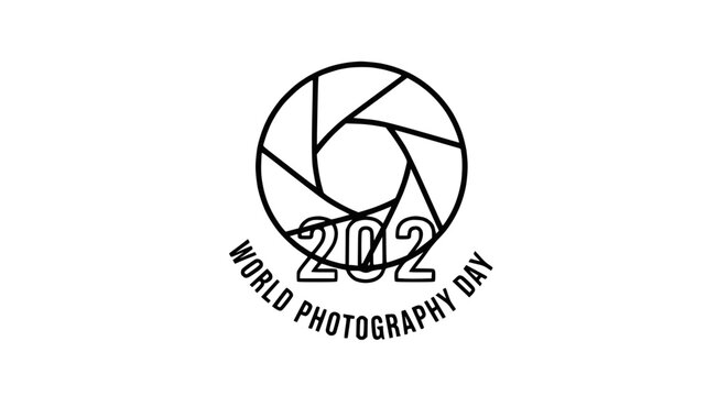 World Photography Day 202 logo with camera shutter aperture icon