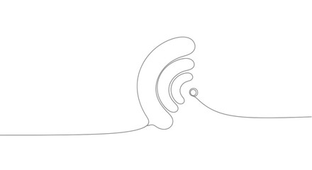 Obraz premium Minimalist Wi-Fi Signal Line Art Icon, Continuous Stroke, Network Connection Symbol