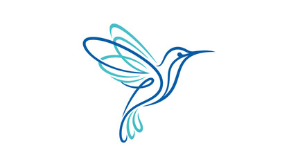 Fototapeta premium Minimalist Hummingbird Line Art Vector Illustration for Elegant Logo Design