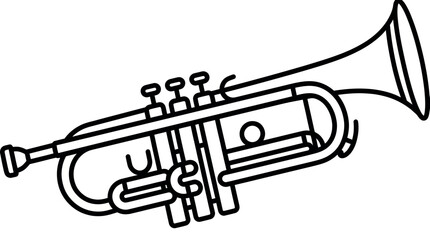 Classical trumpet musical instrument line art drawing. © ULFAITA