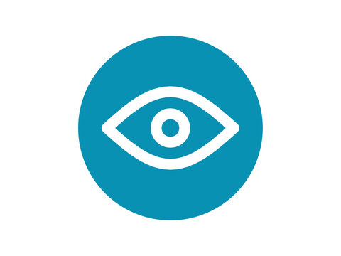 Eye line icon round button - modern minimal vector symbol for web and mobile app interface, isolated on transparent background