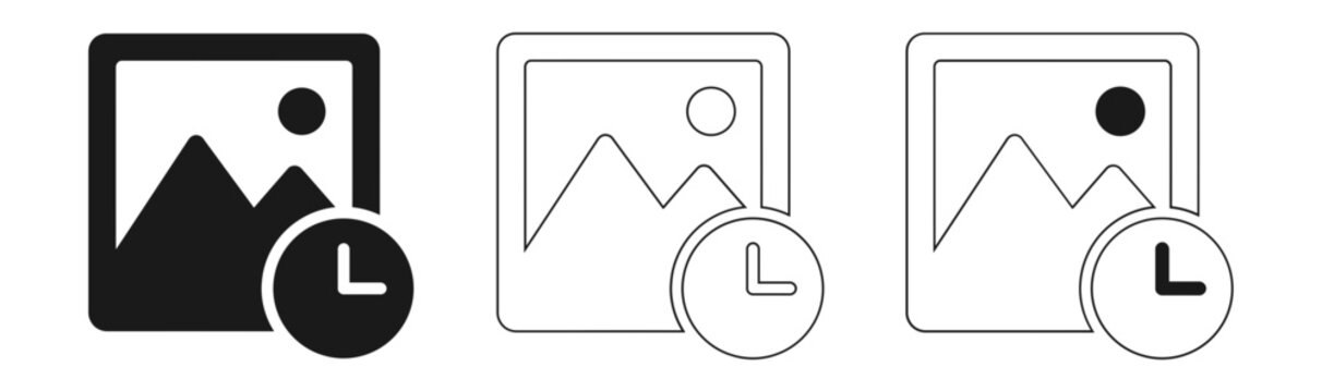Loading icon set digital image with progress indicator vector illustration in three variations
