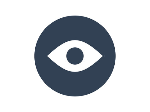 Eye flat icon round button - modern minimal vector symbol for web and mobile app interface, isolated on transparent background