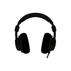 Fototapeta premium Black headphones flat vector icon