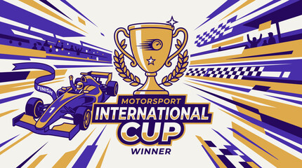 Obraz premium Victory In Motorsport International Cup For Champion Racing Driver