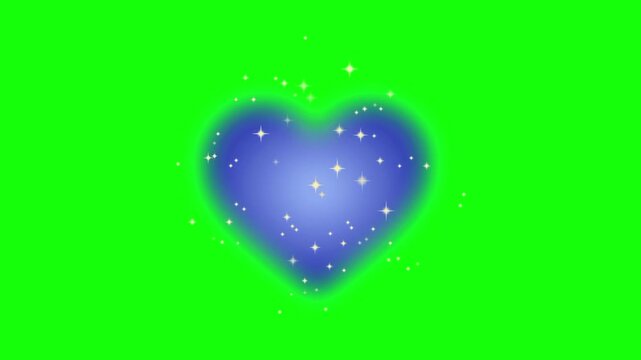 Love icon, animated blue stars marble heart shaped cartoon vector. Social media gift idea, message, interaction symbol. Popup clipart shape animation green screen background template.
