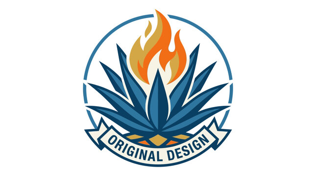 Agave Plant with Fire Emblem Badge Logo