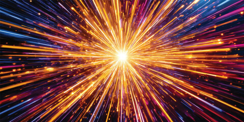 Abstract light speed warp tunnel effect with glowing particles abstract particles technology dimension explosion movement astronomy starfield colorful backdrop wallpaper innovation © jr graphics