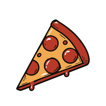 Pepperoni pizza slice flat vector illustration