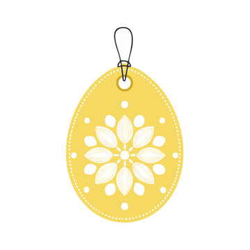 Yellow Easter Egg Ornament with Floral Pattern