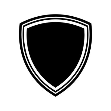 Black and white shield vector icon