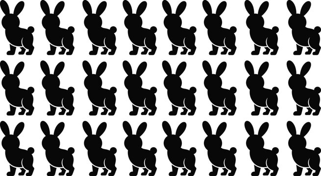 Repeated pattern of cute rabbit silhouettes for nursery or decorative design
