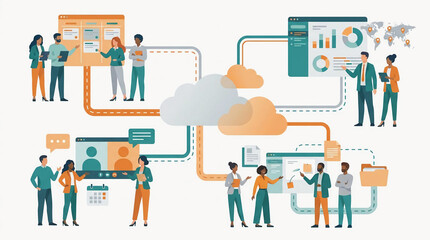 Fototapeta premium Modern Business Team Collaborating on AI Security and Cloud Computing Infrastructure