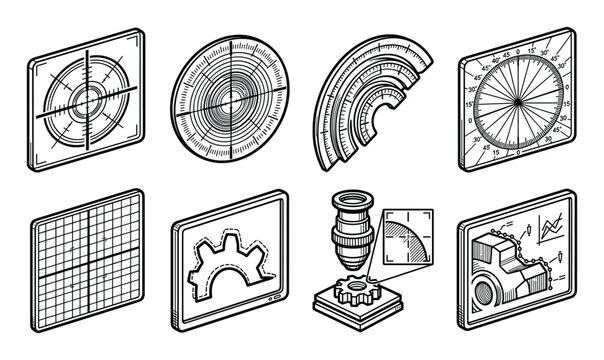 Optical comparator screens, reticles, grid displays for precision tools