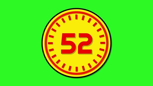 Number 52 with circular animation on green screen background. 52 days to go. 52 days left
