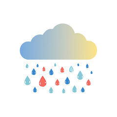 Naklejka premium Flat vector illustration of cloud with rainbow and rain