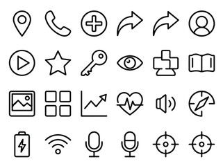 Fototapeta premium Icon Set of Modern Outline Interface Symbols for Web and Mobile Application Design