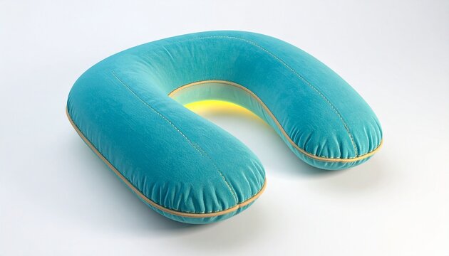 Ultra-detailed 8K product photography of ergonomic memory foam travel neck pillow, soft plush texture, isolated on clean background, realistic studio lighting, premium comfort concept, photorealistic 