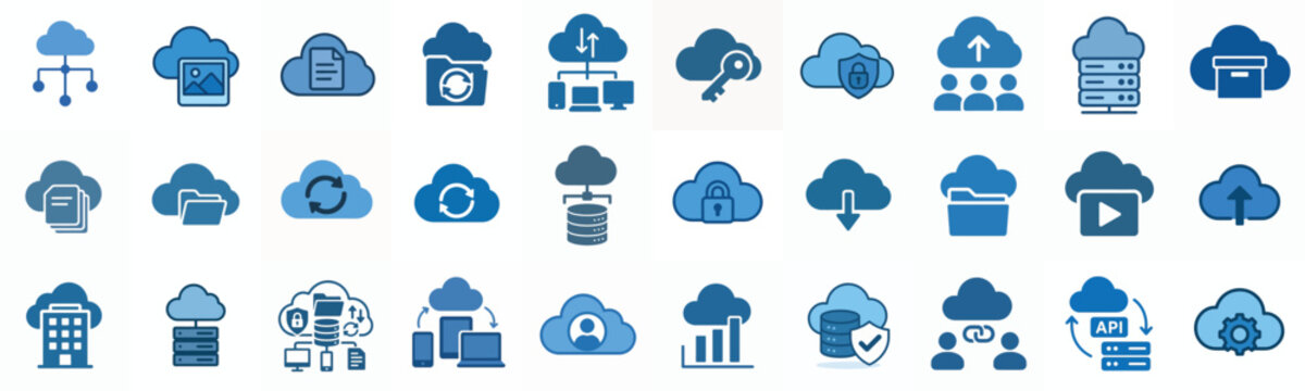 simple flat vector icon cloud storage in blue