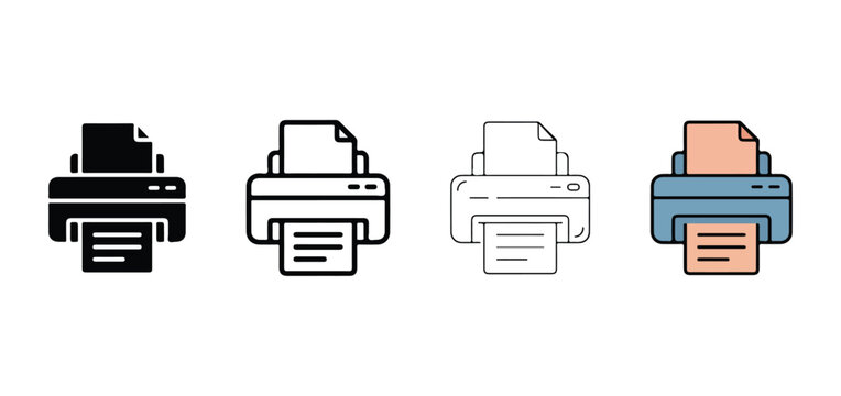 printer icons  black  white  gray  blue and orange