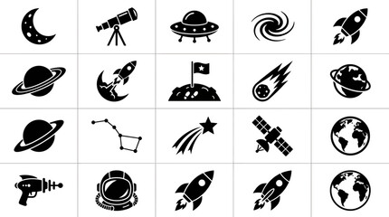 Set of space and astronomy icons © MdSazidHasan