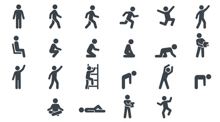 Fototapeta premium Set of human silhouettes in various poses and activities